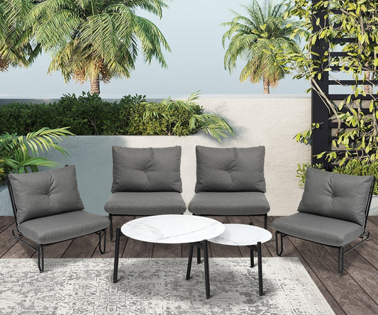 Outdoor Sofa Set Coffee Table with Chairs Grey