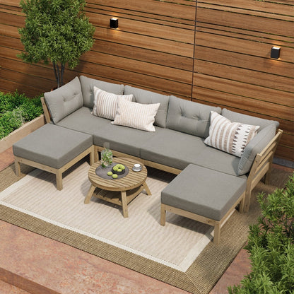 6 Piece Outdoor Lounge Sofa Set Garden Furniture Grey