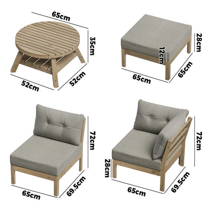 6 Piece Outdoor Lounge Sofa Set Garden Furniture Grey