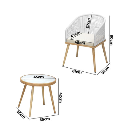 3PCS Outdoor Furniture Lounge Setting Dining Table Chair Patio Bistro Set