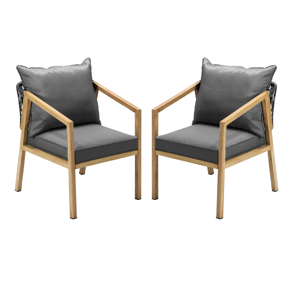 2PCS Outdoor Furniture Chairs Garden Patio Lounge Set Steel Frame Beige