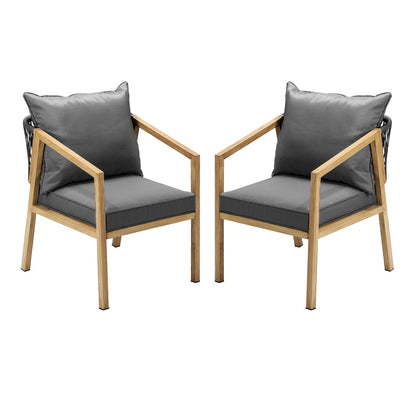2PCS Outdoor Furniture Chairs Garden Patio Lounge Set Steel Frame Beige