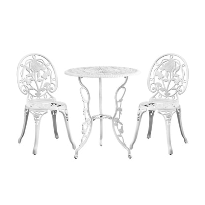 Stylish Cast Aluminium Patio Furniture: 3-Piece Bistro Set