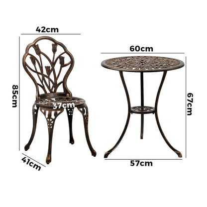 3PCS Bistro Outdoor Setting Chairs Table Patio Dining Set Furniture