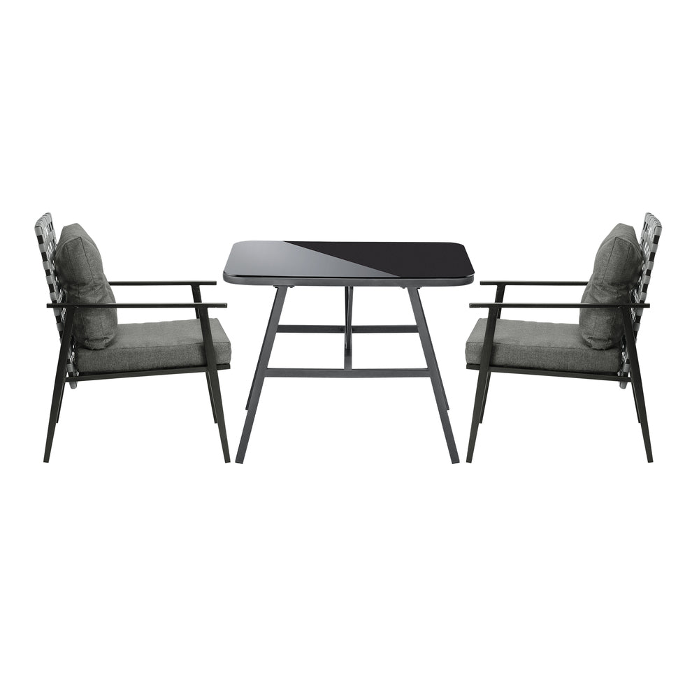 2 Seater Outdoor Dining Set with Table Grey&Black