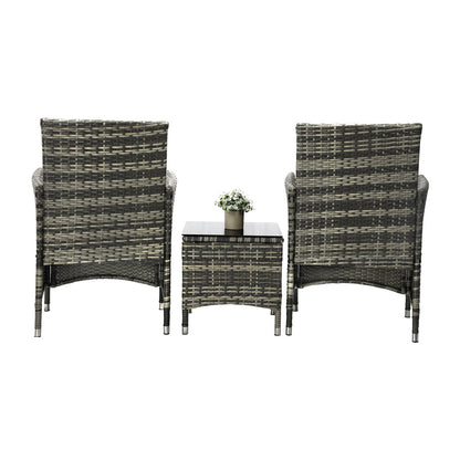 Outdoor Furniture Setting 3 Piece Wicker Bistro Set Patio Chairs Table