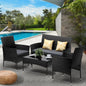 4PCS Outdoor Furniture Setting Patio Garden Table Chair Set Wicker Sofa
