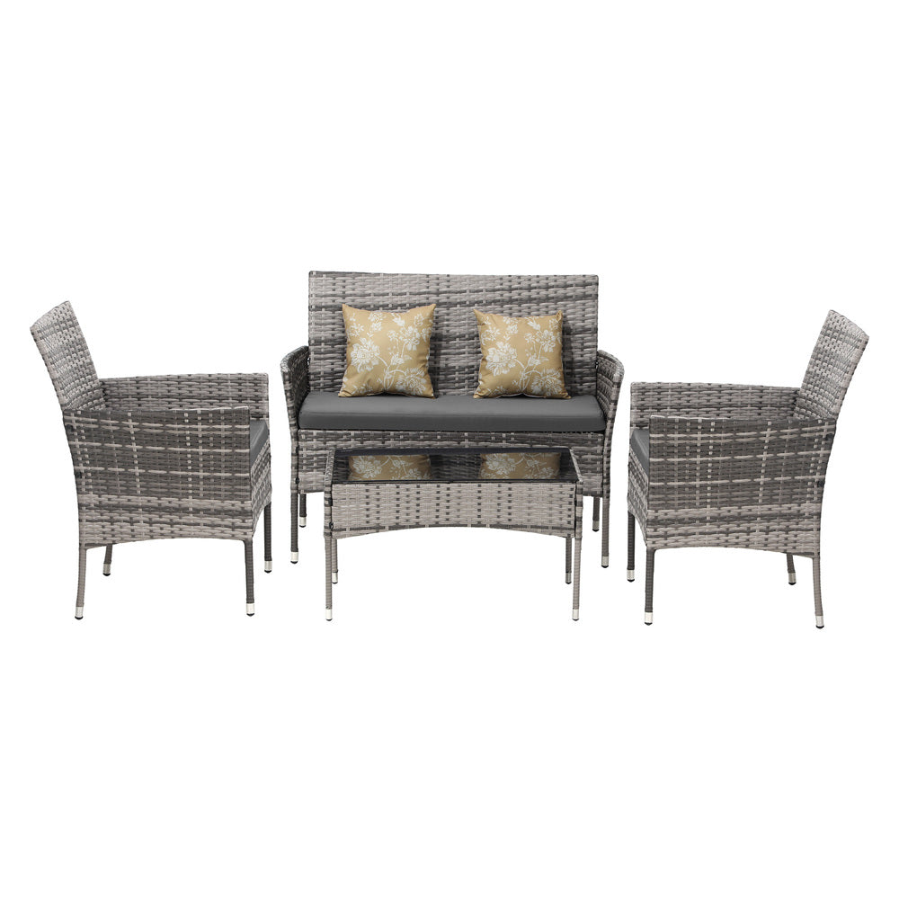 Outdoor Furniture 4-Piece Lounge Setting Chairs Table Wicker Set Patio