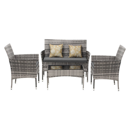 Outdoor Furniture 4-Piece Lounge Setting Chairs Table Wicker Set Patio