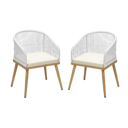 Outdoor Furniture Lounge Setting Chairs 2x Bistro Patio Garden Set Beige