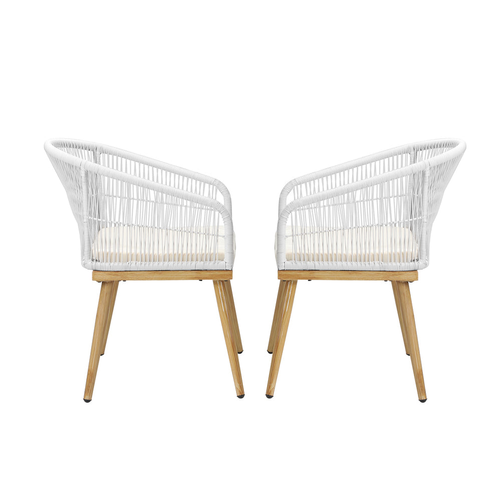 Outdoor Furniture Lounge Setting Chairs 2x Bistro Patio Garden Set Beige