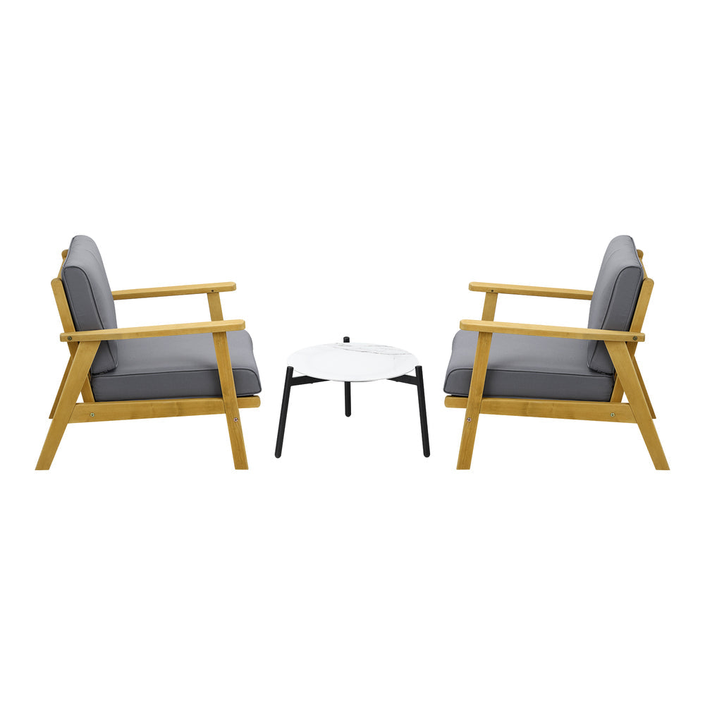 3PCS Outdoor Lounge Set 50cm White Coffee Side Table