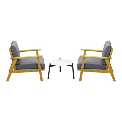 3PCS Outdoor Lounge Set 50cm White Coffee Side Table