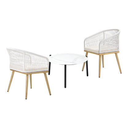 3pcs  Seater Outdoor Patio Set 50/70 cm Table Beige and Natural Chairs