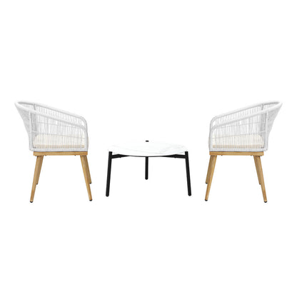 3pcs  Seater Outdoor Patio Set 50/70 cm Table Beige and Natural Chairs