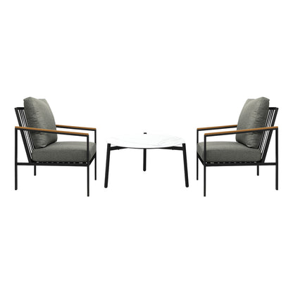  3/5PC Outdoor Patio Set White 70cm Coffee Table Sofa Chair