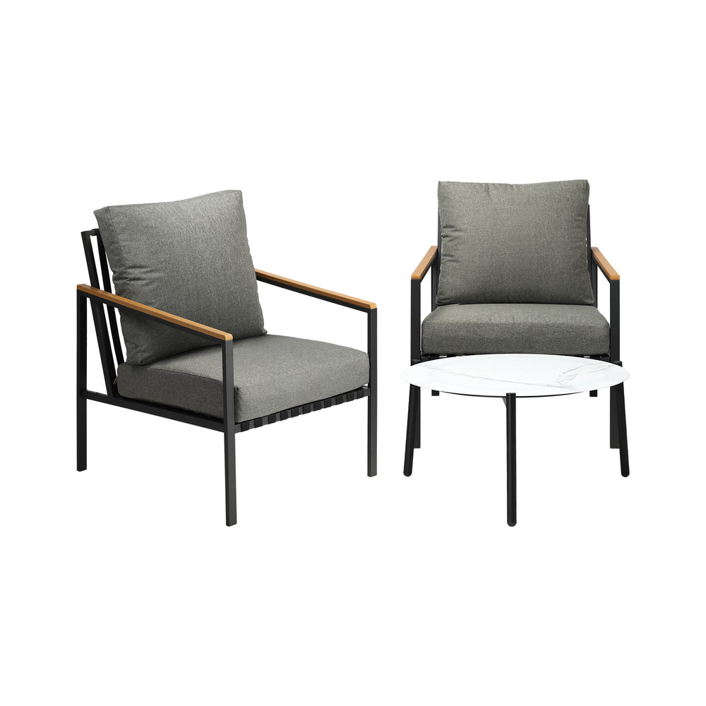  3/5PC Outdoor Patio Set White 70cm Coffee Table Sofa Chair