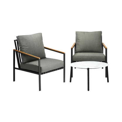  3/5PC Outdoor Patio Set White 70cm Coffee Table Sofa Chair