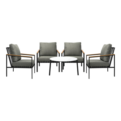 3/5PC Outdoor Patio Set White 70cm Coffee Table Sofa Chair