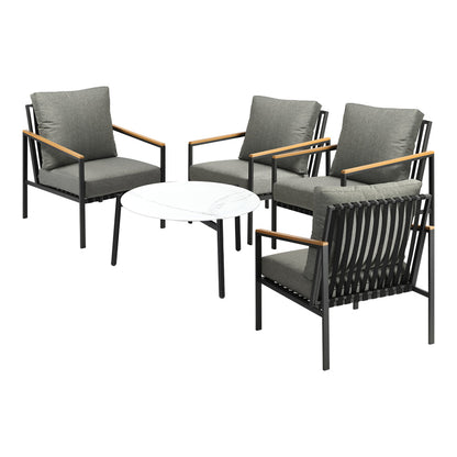  3/5PC Outdoor Patio Set White 70cm Coffee Table Sofa Chair