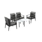 6pc Outdoor Lounge Sets White/Black Round Tables 4pc Rattan Chairs