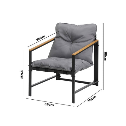 2 Piece Outdoor Armchair Lounge Sofa Black