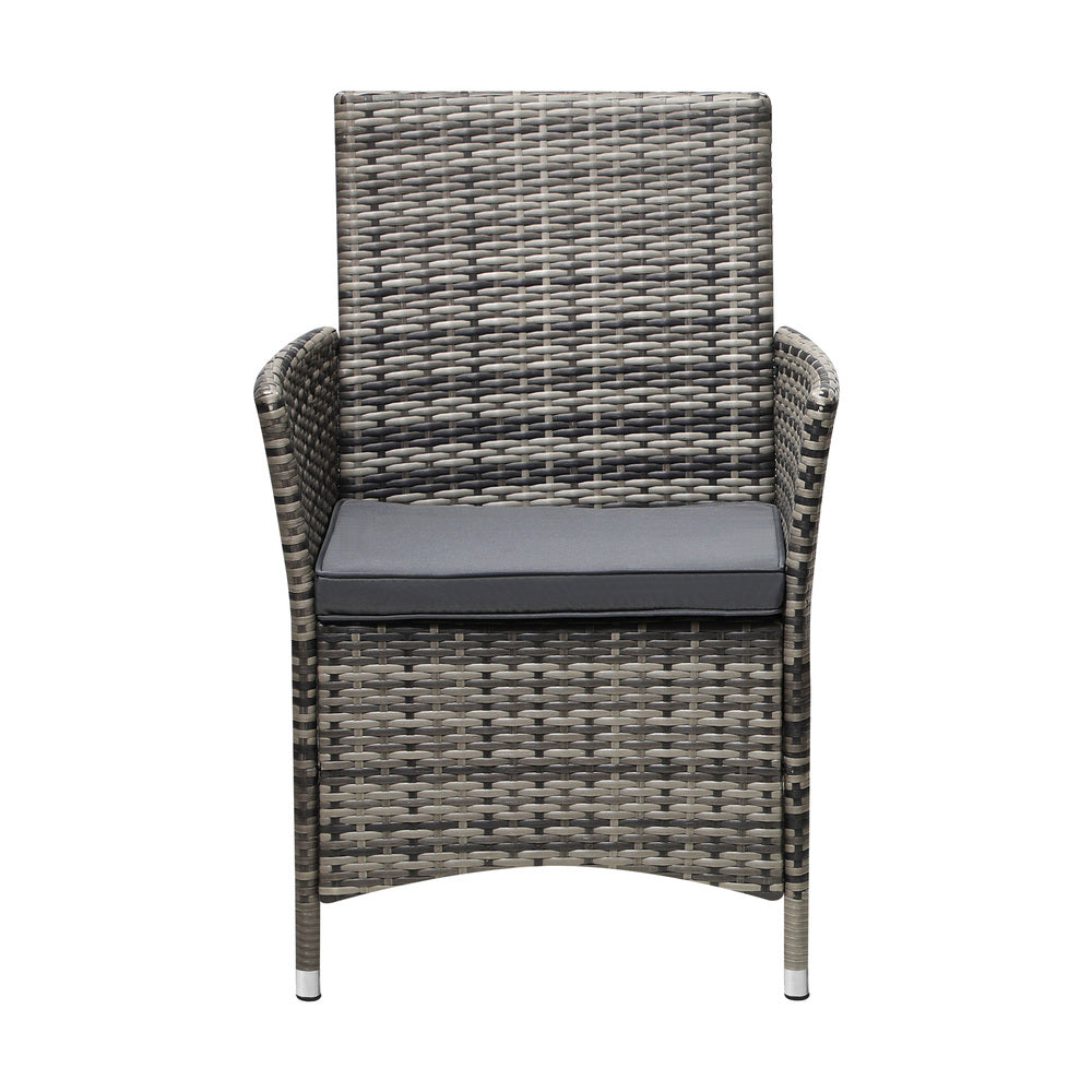 2X Outdoor Dining Chairs Rattan Outdoor Patio Chairs Furniture Grey