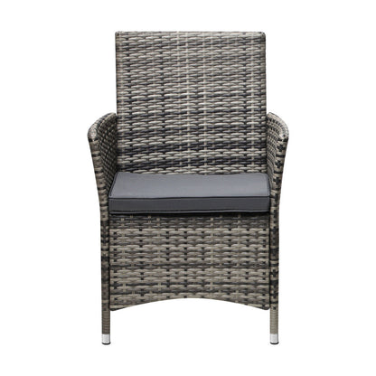 2X Outdoor Dining Chairs Rattan Outdoor Patio Chairs Furniture Grey