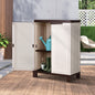 Outdoor Storage Cabinet Box Garden Garage Cupboard Adjustable Lockable Beige