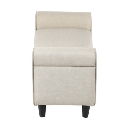 Versatile Blanket Box Foot Stool - Beige/Grey Fabric