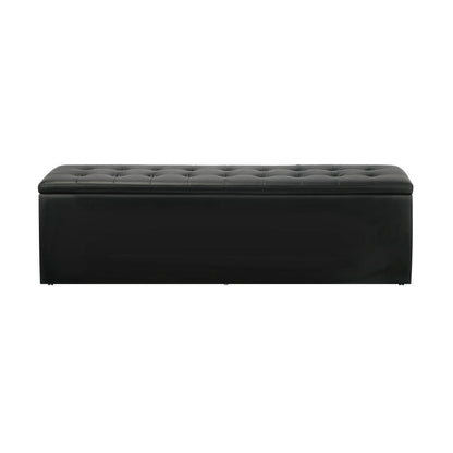 Versatile Black Storage Ottoman: Blanket Box, XL Foot Stool, and PU Leather Toy Chest