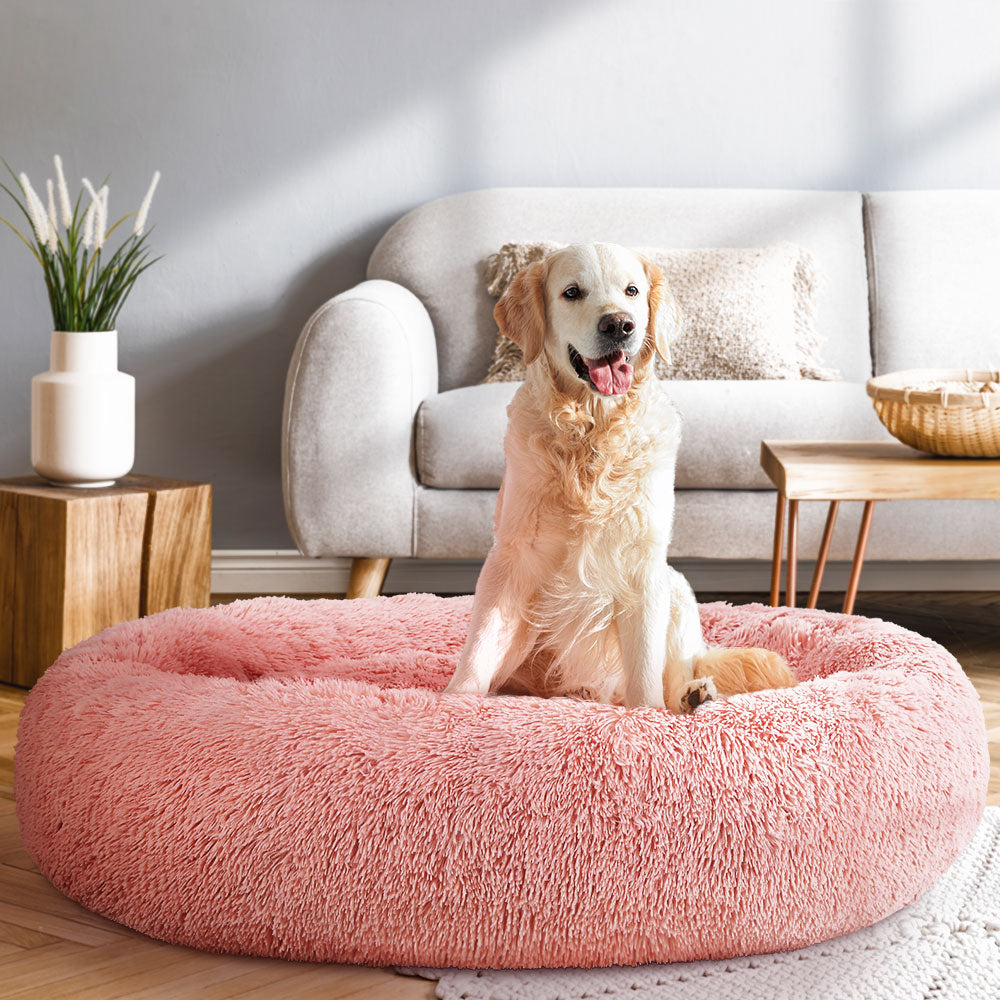 Pet Bed Dog Cat 110Cm Calming Extra Large Soft Plush Pink
