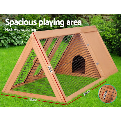 Rabbit Hutch & Chicken Coop - 119x51x44cm Wooden Cage with Large Outdoor Run