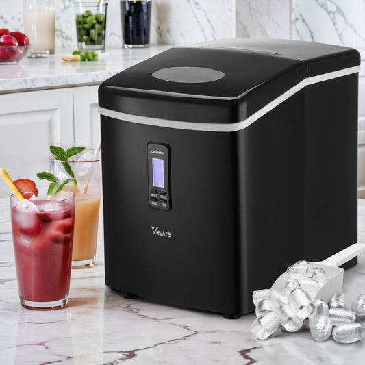 3L Portable Ice Maker with Ice Cube Scoop 15kg Black