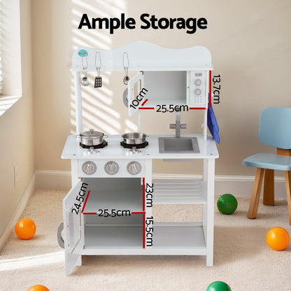 Kids Kitchen Play Set Wooden Pretend Toys Cooking Children Cookware Food