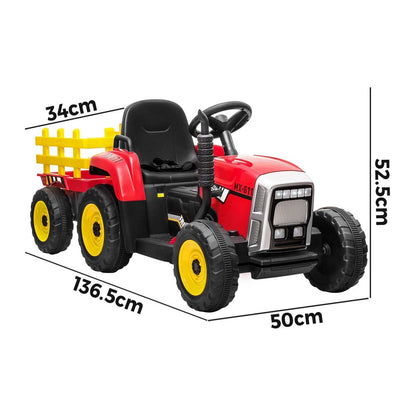 Kids Ride On Tractor W/ Trailer Electric Vehicle Toy Car Bluetooth Gift