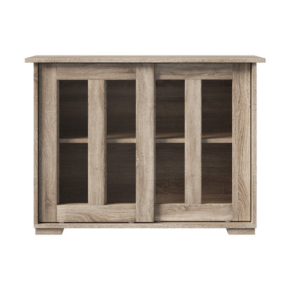 Sideboard Buffet Glass Sliding Door Natural