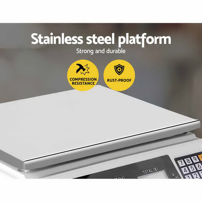 Scales Digital Kitchen 40Kg Weighing Scales Platform Scales Lcd White