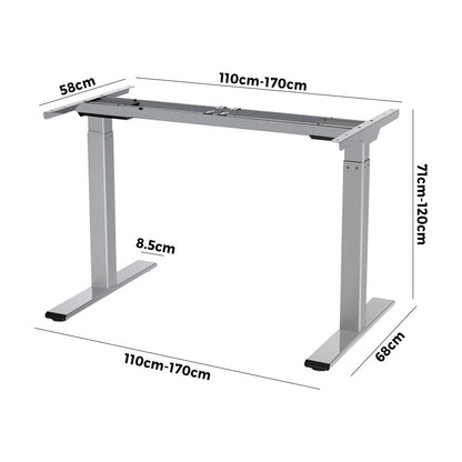 Office Standing Desk Frame Sit Table Leg Motorised Dual Motor Stand Grey(Frame Only)
