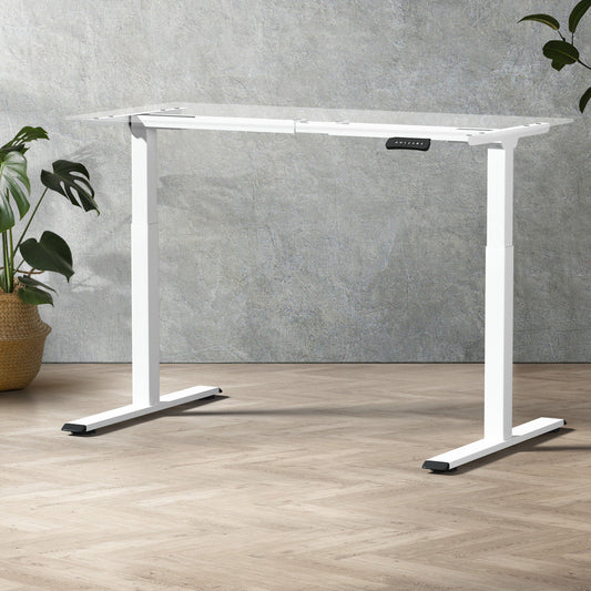 Office Standing Desk Frame Sit Stand Table Leg Motorised Dual Motor White(Frame Only)