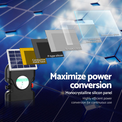 Fence Energiser 20Km Solar Powered 1.2J Electric
