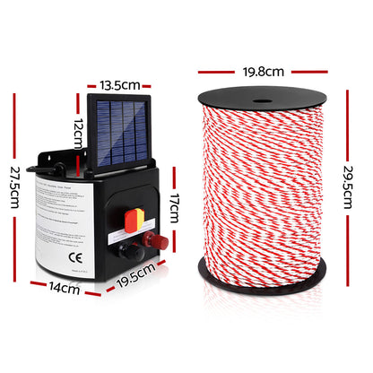 Fence Energiser 5Km Solar Powered Electric 500M Poly Rope