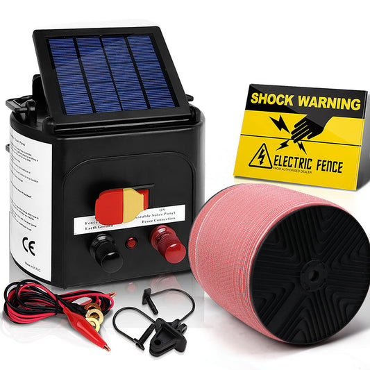 Fence Energiser 5Km Solar Powered Electric 1200M Poly Tape