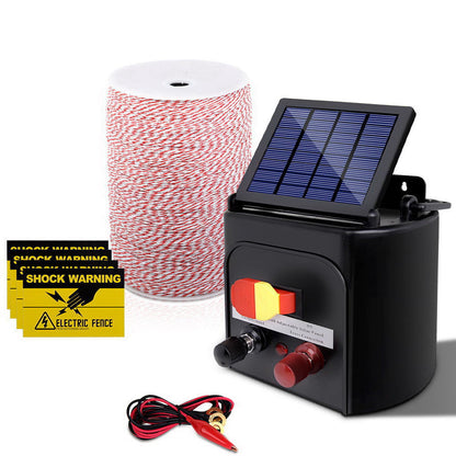 Fence Energiser 5Km Solar Powered Electric 2Km Poly Wire