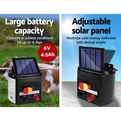 Fence Energiser 5Km Solar Powered Electric 2Km Poly Wire