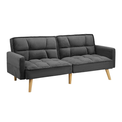 Sofa Bed Velvet Leather 3-Seater Green/Grey/Black