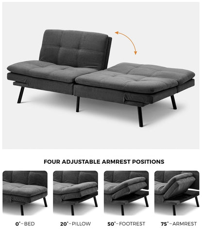 Sofa Bed Convertible Leather Polyester 3-Seater