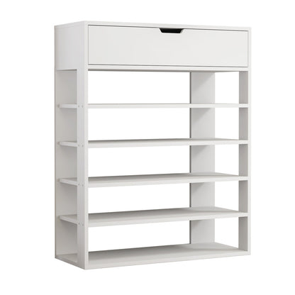 Shoes Storage Rack 5-tier Shelves with Drawer Black/Natural/White