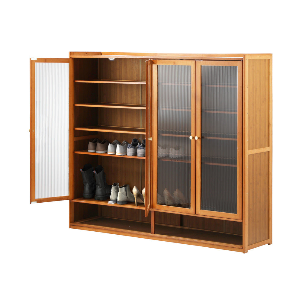 Shoe Storage Cabinet 3/4 Doors 7 Shelves Brown