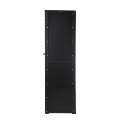 Shoe Storage Cabinet 4 Doors Rattan Black